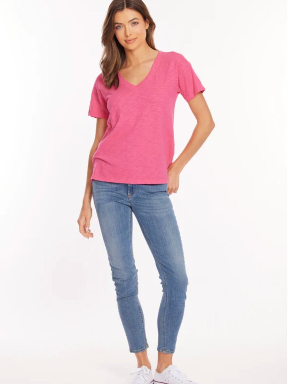 Mododoc Boxy V-Neck tee in Fruit Punch Size XS NWT